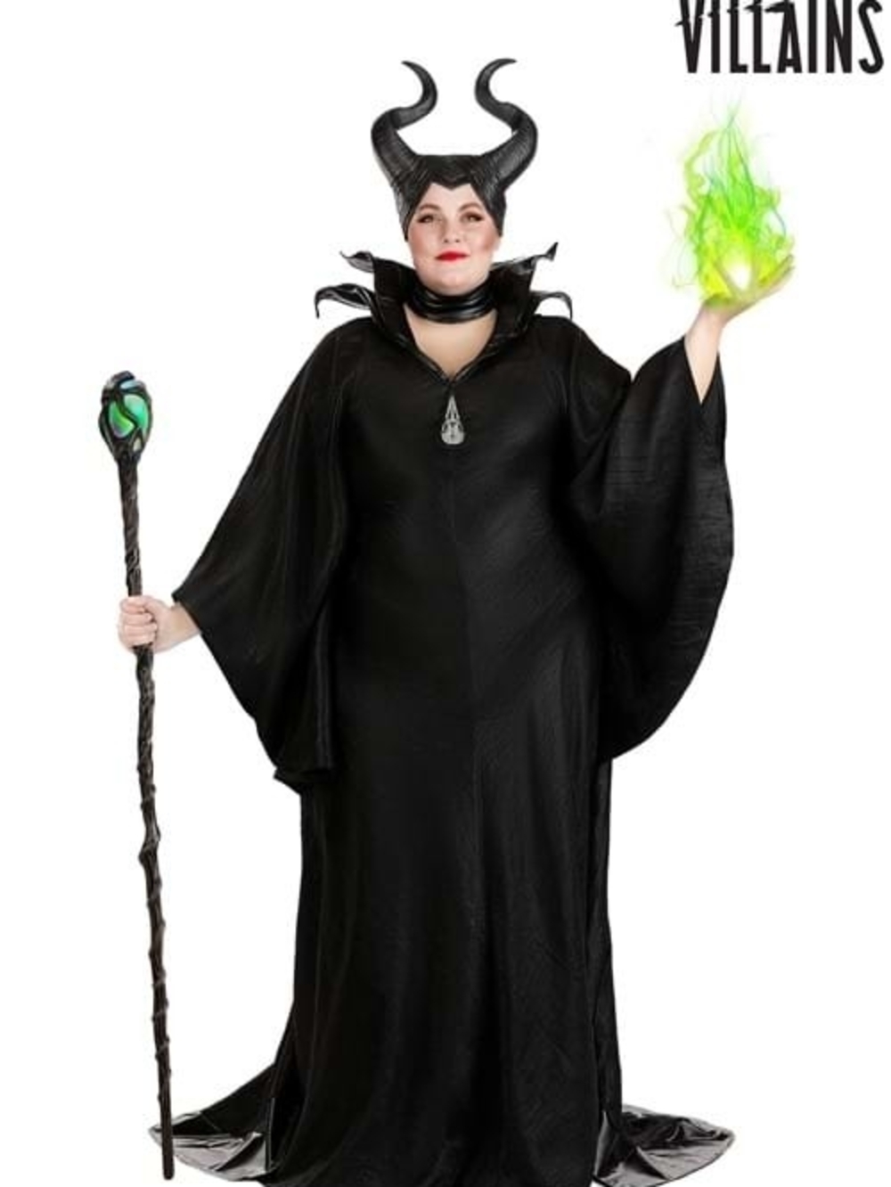 Plus Size 3X Premium Live Action Disney Maleficent Costume and Glowing Staff